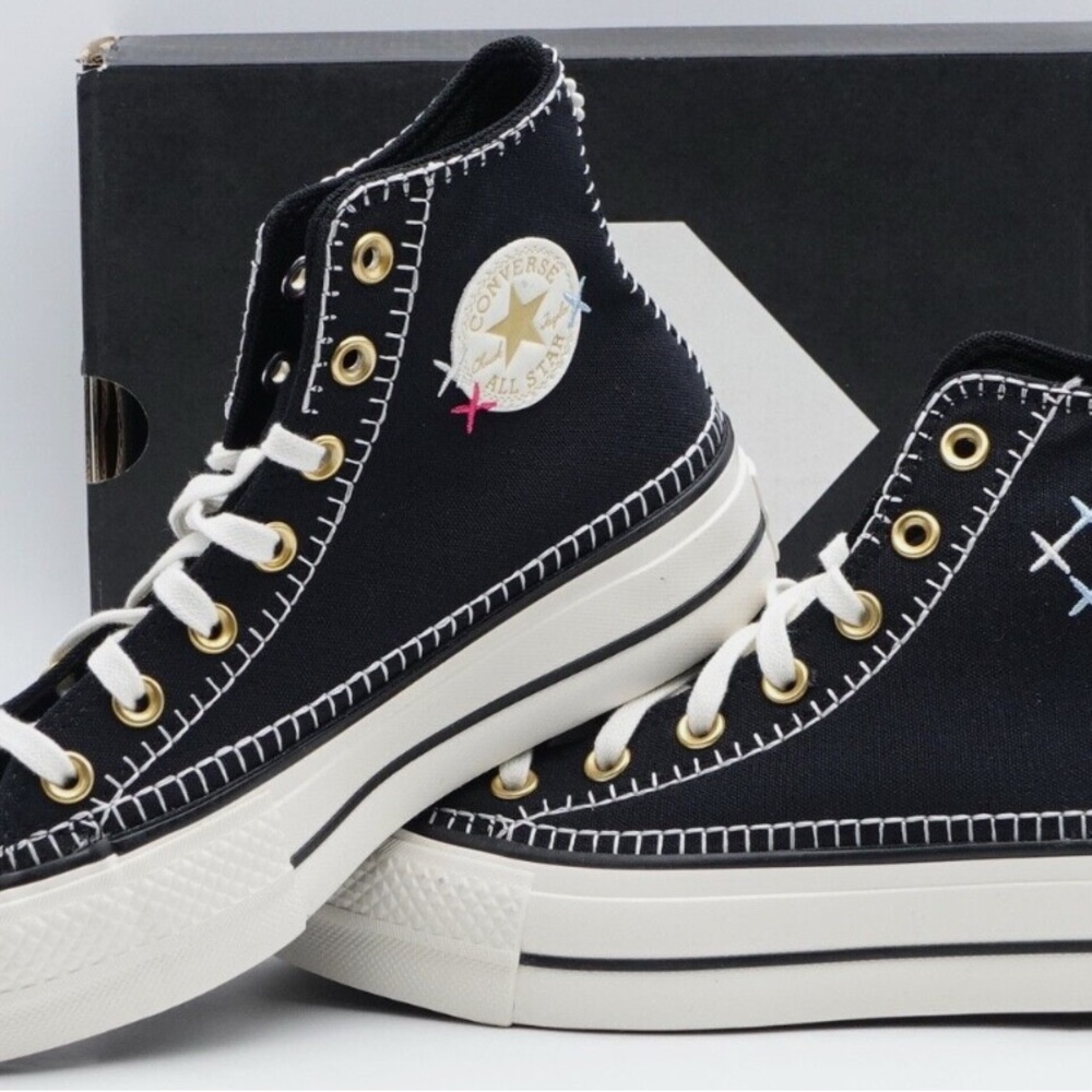 Converse Black and White Chuck Taylor High-Top Sneakers - Picture 8 of 9